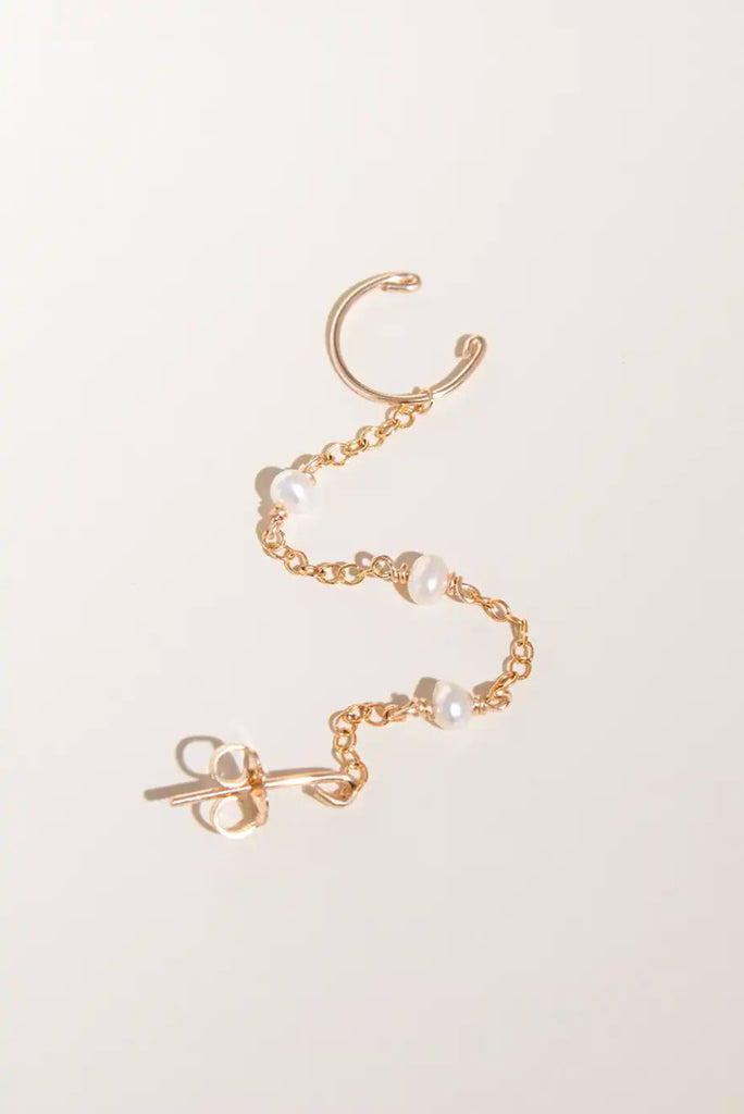 Cuff and Pearl Chain - Valentina New York - cuff earring