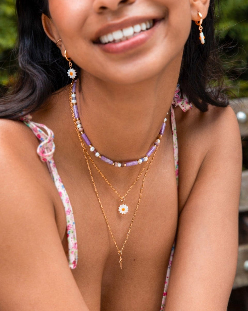Daisy Mother of Pearl Necklace - Valentina New York - dainty