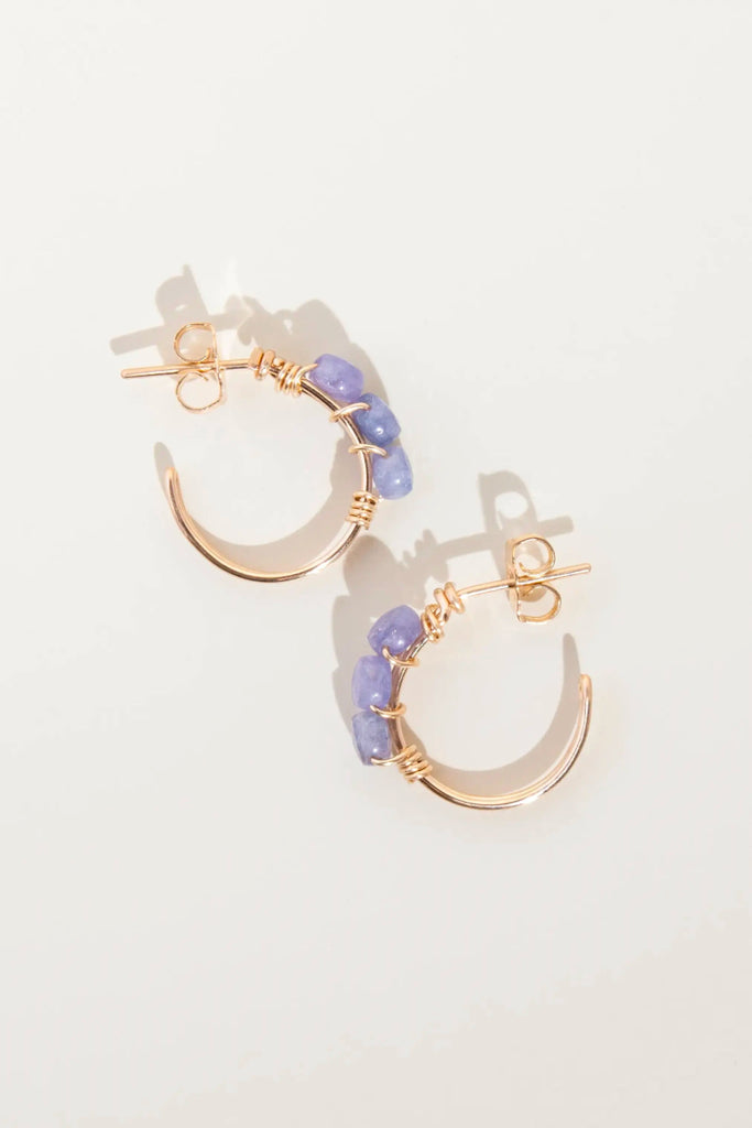 Noah Hoops Tanzanite - Valentina New York - gold filled earrings