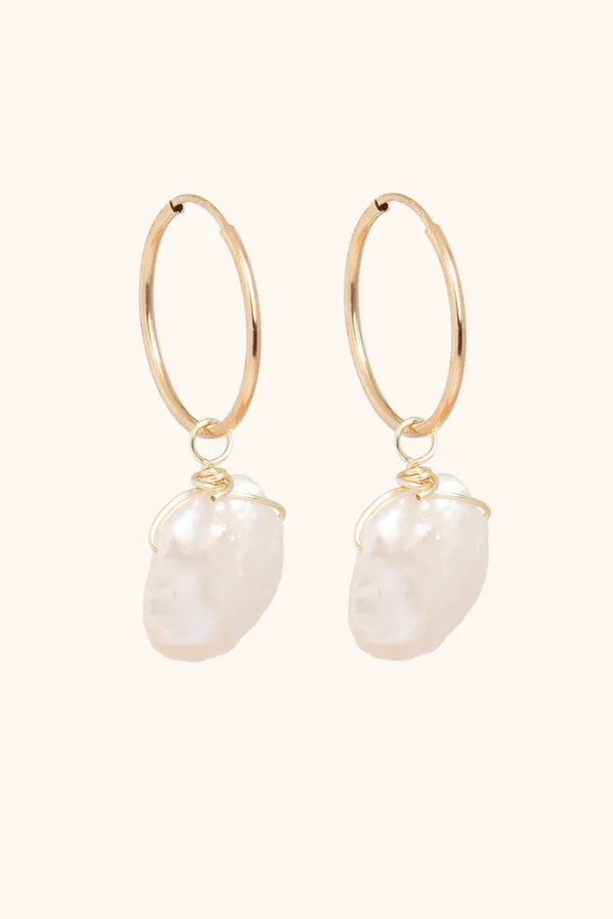 Sirena Pearl Hoops - Valentina New York - dainty