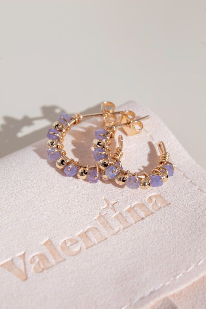 Tanzanite beaded hoops - Valentina New York - dainty