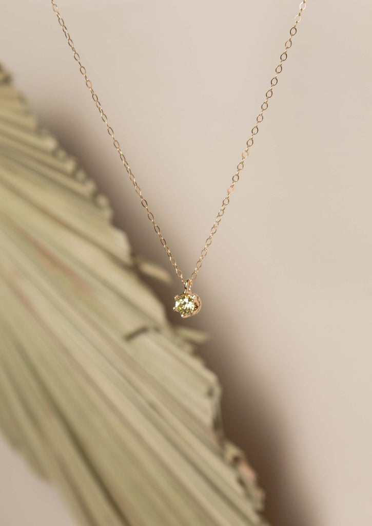Anna gold-filled Necklace | Olive Green - Valentina New York - No extension Chain - cubic zirconia