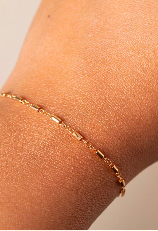 Bar and link chain bracelet | Gold-filled - Valentina New York - 6" - bracelet
