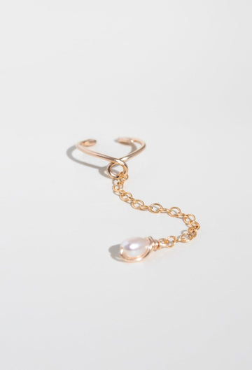 Cuff with Dangling Pearl - Valentina New York - cuff earring