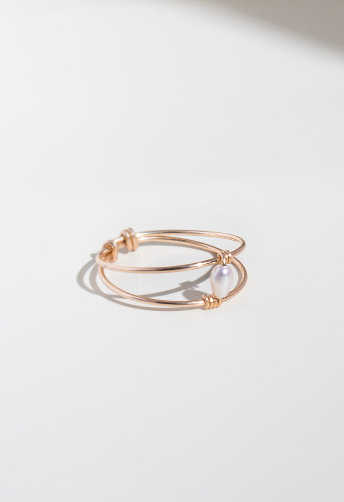 Double Band Pearl Ring - Valentina New York - 5 - dainty gold ring