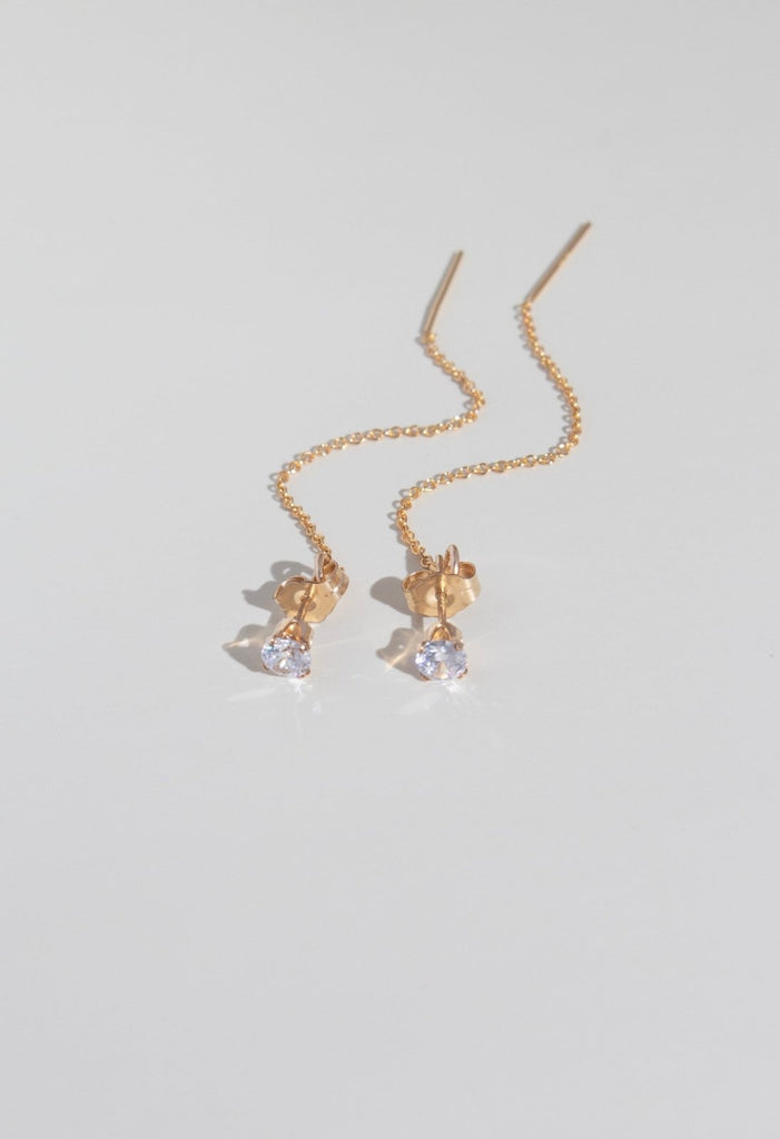 Gem stud and threader | Gold filled - Valentina New York - chain earrings