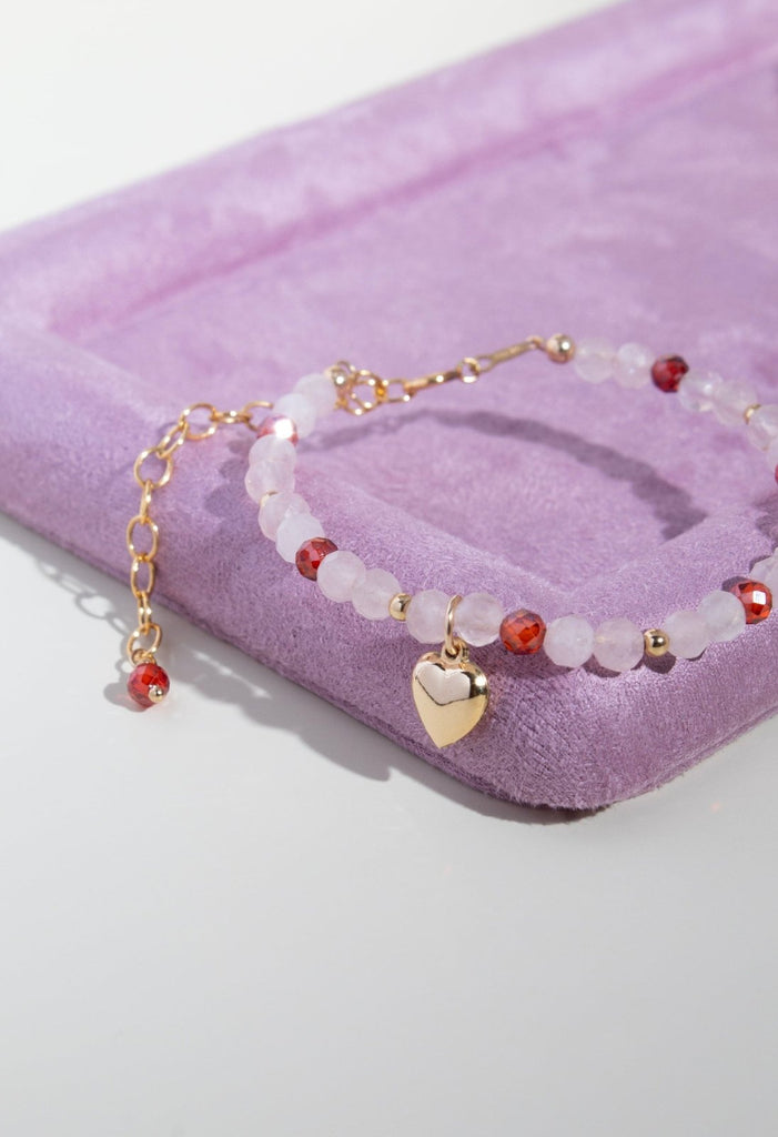 Love Rose Quartz Bracelet - Valentina New York - gold filled necklace