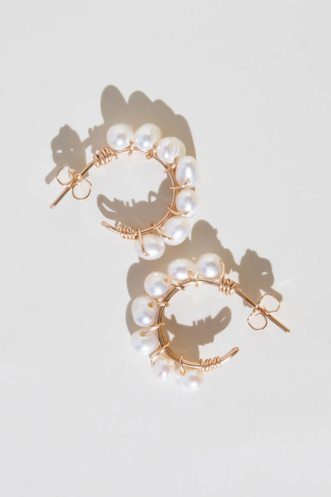 Maia Pearl Hoops - Valentina New York - dainty jewelry