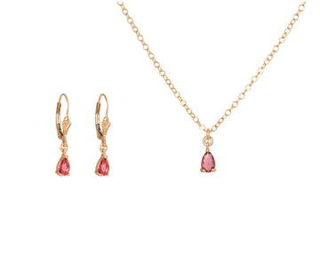 Safiyya Set Earrings and Necklace | Cerise - Valentina New York - 16" - gold filled necklace