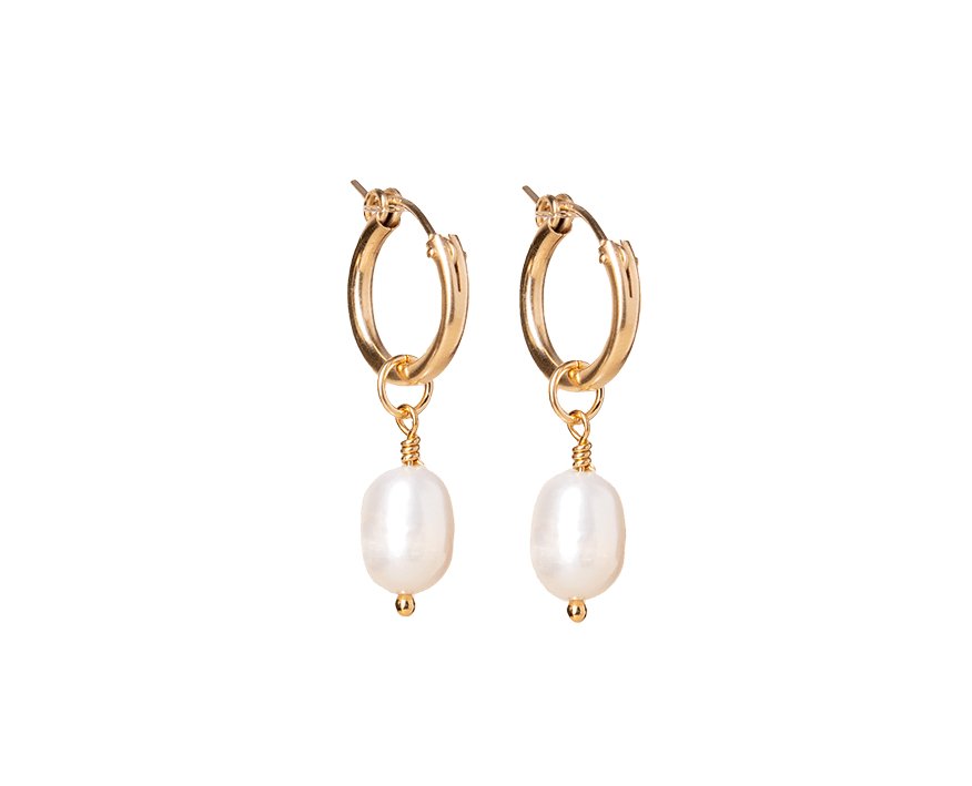 Selena Pearl Hoops - Valentina New York - baroque pearl earrings