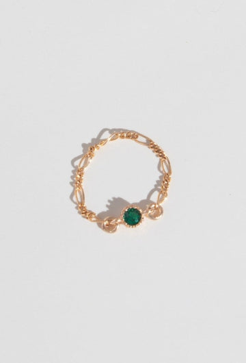 Sofia Chain Ring | Green - Valentina New York - 5 - cubic zirconia