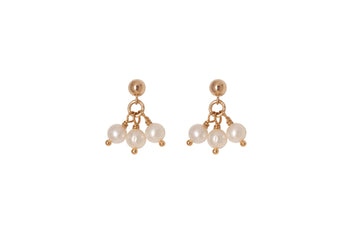 Triple Pearl Drops earrings - Valentina New York - cross necklace